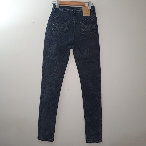 RedFox Premium Jeans High Waist Skinny Black Acid Wash Jeans Size 5 - Picture 2 of 8